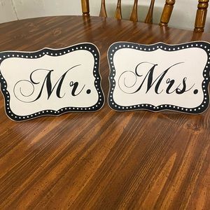 Mr. and Mrs. wood sitting decoration